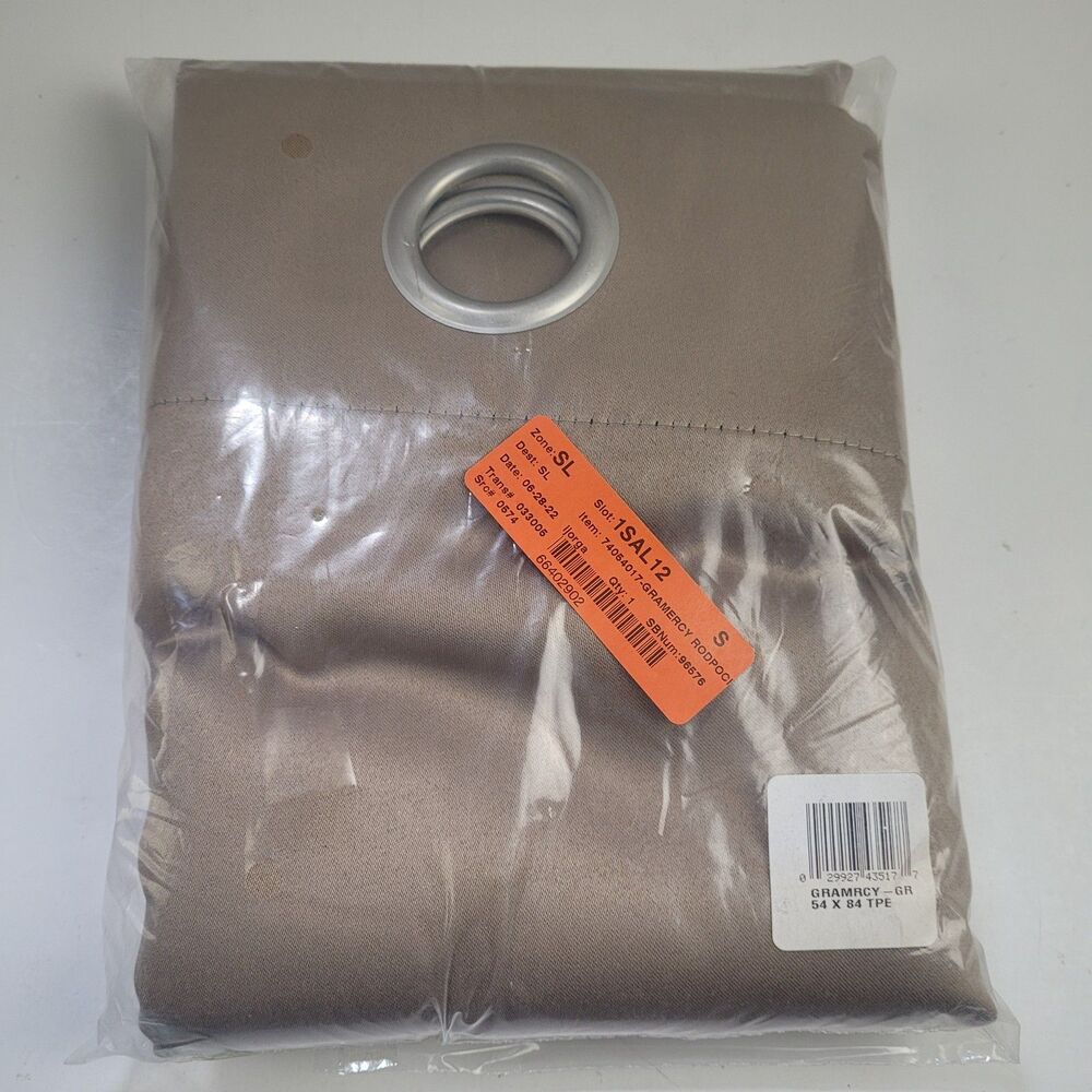 NEW Sun Zero Madison 54 x 84 One Grommet curtain panel ''Taupe' #CT27